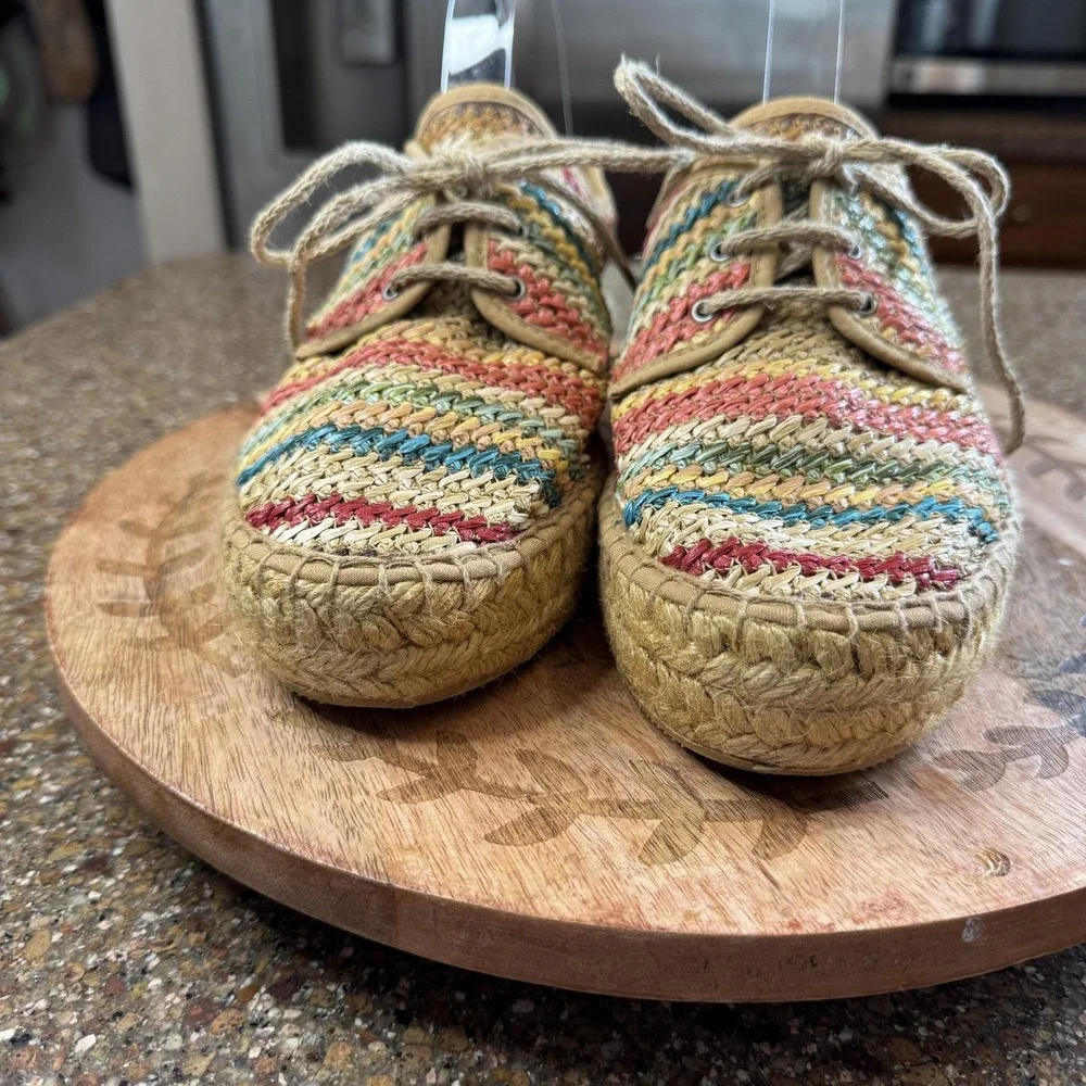 Jeffrey Campbell Womens Espadrille Oxford‎ 40 Multi Woven Raffia Lace Up Boho